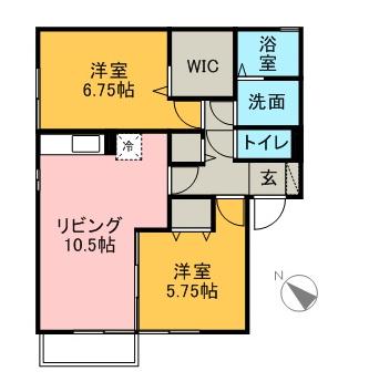 クオーレⅠ(2LDK/2階)の間取り写真