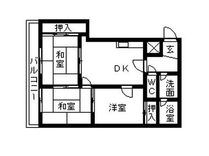 新日半田住吉ビル(3DK/4階)の間取り写真