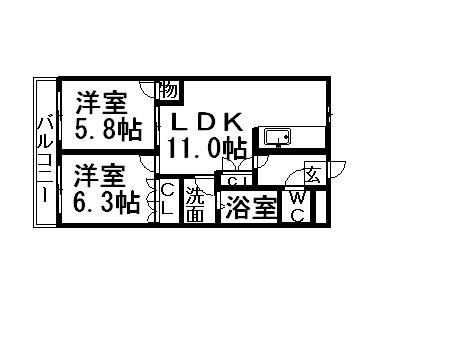 メゾンエミーユ(2LDK/2階)の間取り写真