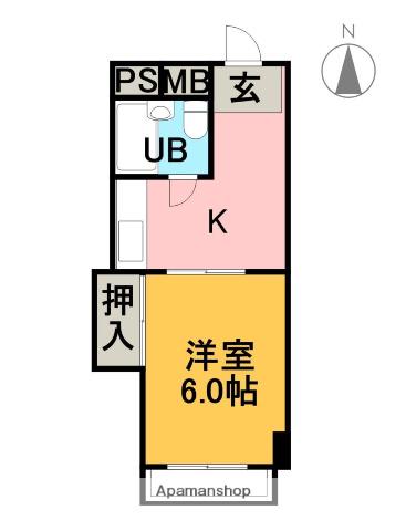 キャンパスひまわり有楽(1DK/3階)の間取り写真