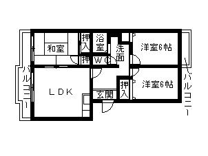 サンポール幸和(3LDK/2階)の間取り写真