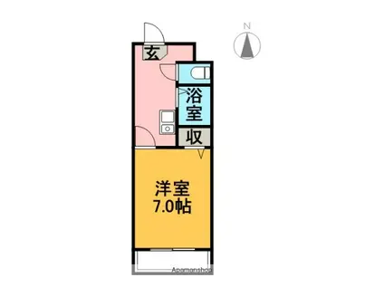 ハイツヤマオ(1K/2階)の間取り写真