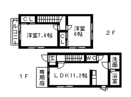 ハイミエール(2LDK/1階)の間取り写真