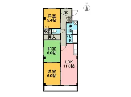 アピタシオン華(3LDK/2階)の間取り写真