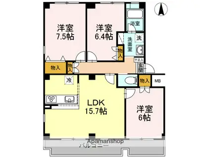 TAIHEI HOUSE(3LDK/3階)の間取り写真
