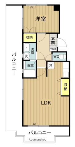 ユニオンハイツ岡崎(1LDK/5階)の間取り写真
