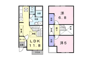 ドエル明大寺(2LDK/1階)の間取り写真