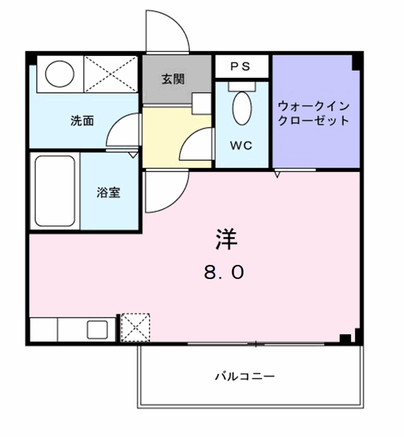 シャト-・アン・ソレイユ(ワンルーム/2階)の間取り写真
