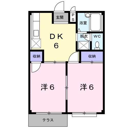 コーポ丸竹(2DK/1階)の間取り写真