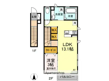 しあわせ夢ハウス(1LDK/2階)の間取り写真