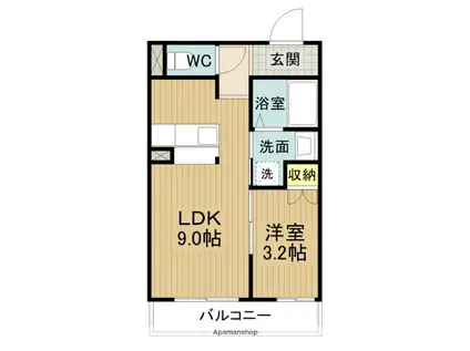 竜美丘RESIDENCE(1LDK/2階)の間取り写真