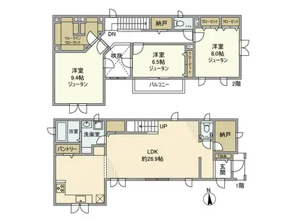 東海道本線 岡崎駅 徒歩19分 2階建 築16年(3LDK)の間取り写真