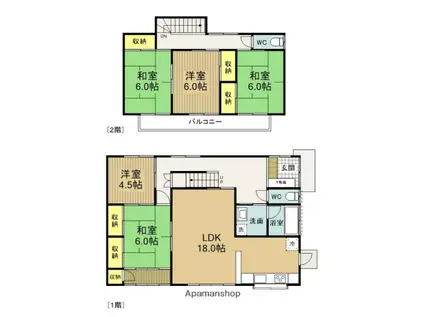 名鉄名古屋本線 藤川駅 徒歩6分 2階建 築29年(5LDK)の間取り写真