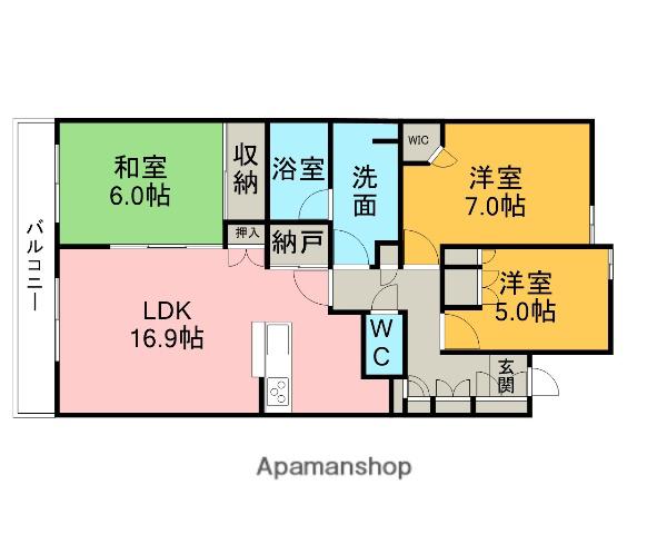 ゼルクシティ安城NB棟(3LDK/4階)の間取り写真