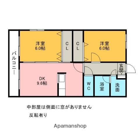 グランツⅡ(2DK/3階)の間取り写真