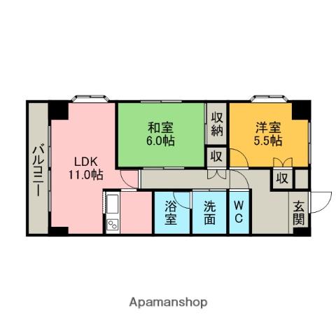 メゾンサルビア(2LDK/4階)の間取り写真
