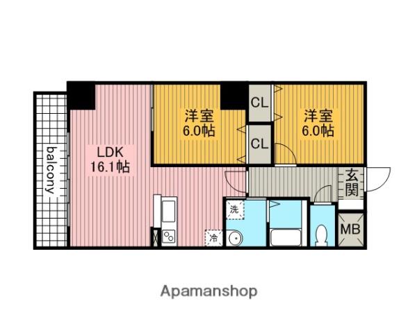 ARDEA(2LDK/6階)の間取り写真