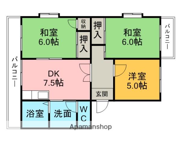 パラシオン平成(3DK/3階)の間取り写真