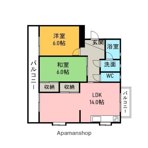 パープルタウン(2LDK/3階)の間取り写真