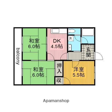 パークシティ美園A(3DK/1階)の間取り写真