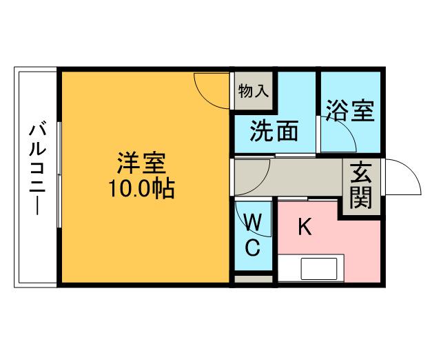 メンデルスゾーン(1K/2階)の間取り写真