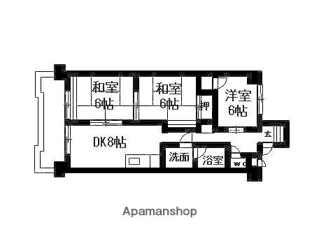 コーポ美華Ⅱ(3LDK/1階)の間取り写真