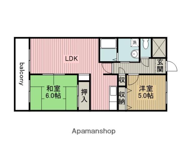 パティオ三河安城(2LDK/4階)の間取り写真