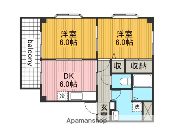アビタシオン松山(2DK/2階)の間取り写真