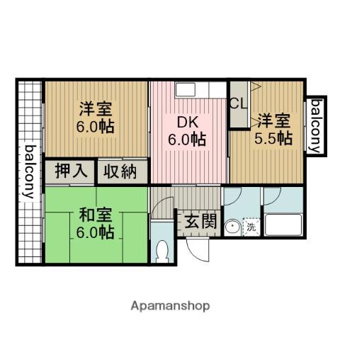 エクセル99(3DK/1階)の間取り写真