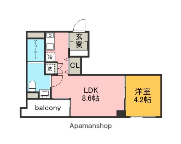 KAGAYAKI SQUARE(1LDK/8階)の間取り写真