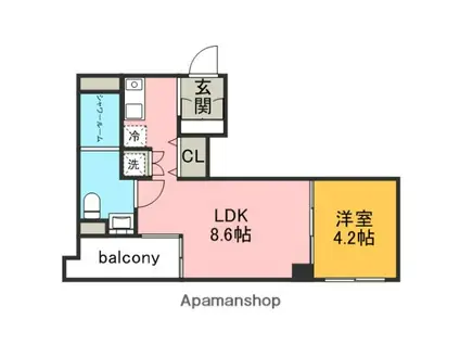 KAGAYAKI SQUARE(1LDK/8階)の間取り写真