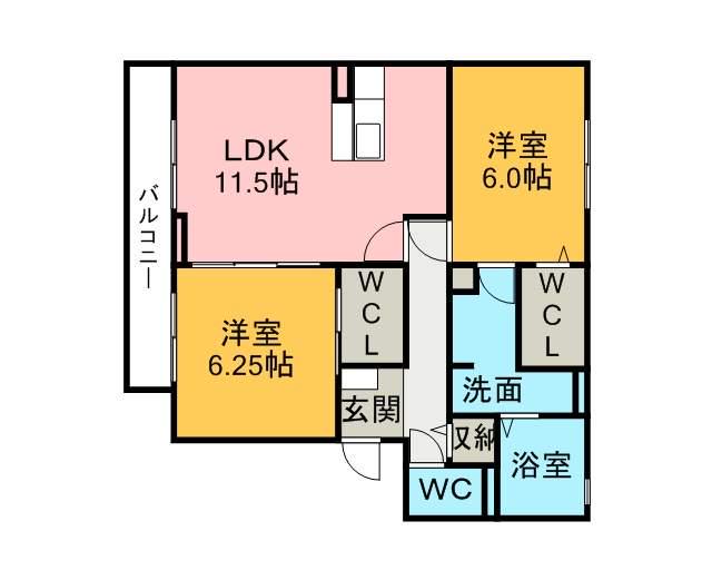 プラムビレッジコンフォート(2LDK/3階)の間取り写真