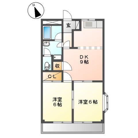 ロイヤルハイツⅡ(2DK/2階)の間取り写真