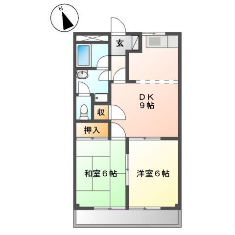 ロイヤルハイツⅡ(2DK/2階)の間取り写真