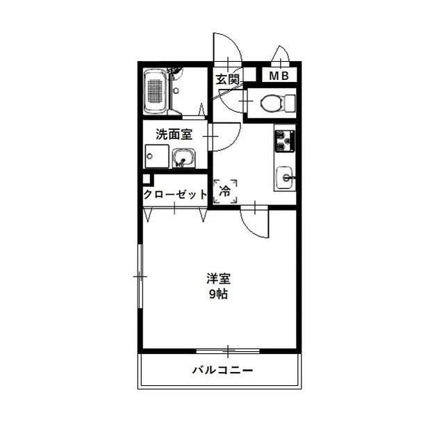 アンプルールリーブルサンモール(1K/1階)の間取り写真