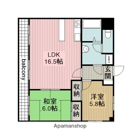 ボヌールM(2LDK/4階)の間取り写真