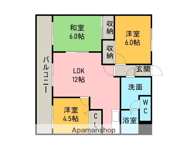 ボヌールM(3LDK/1階)の間取り写真