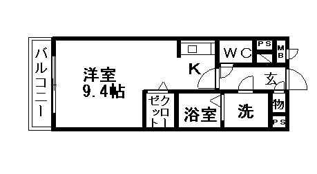 カレント(1K/1階)の間取り写真