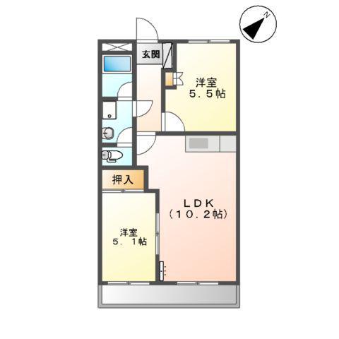 ロイヤルハイツ1(2LDK/2階)の間取り写真