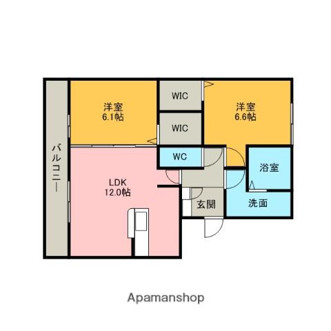 アべニール横山C(2LDK/3階)の間取り写真