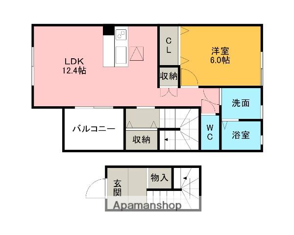 S&E Ⅰ(1LDK/2階)の間取り写真