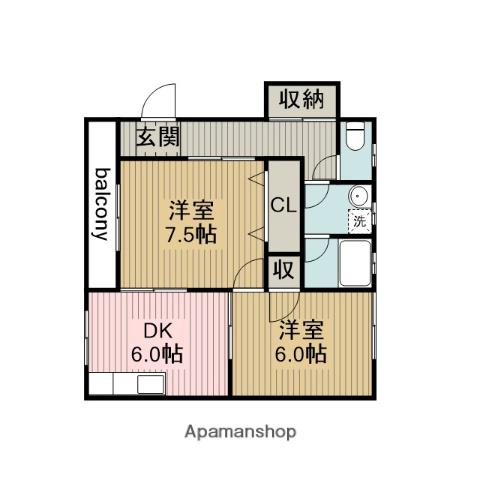 グレイス若宮(2DK/2階)の間取り写真