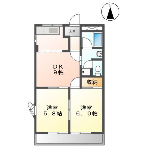 WOOD STOCKⅠ(2DK/1階)の間取り写真