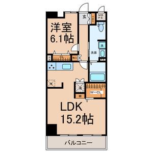 CASA VERDE(1LDK/13階)の間取り写真
