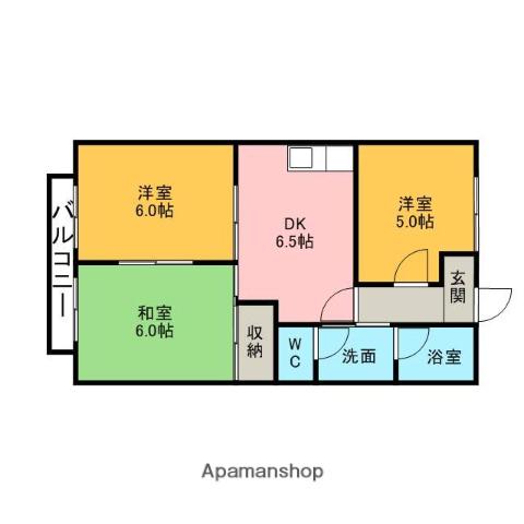 ハイステップ花田 B棟(3DK/2階)の間取り写真