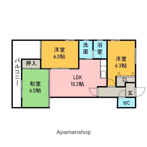 フォレスト作野(3LDK/2階)の間取り写真