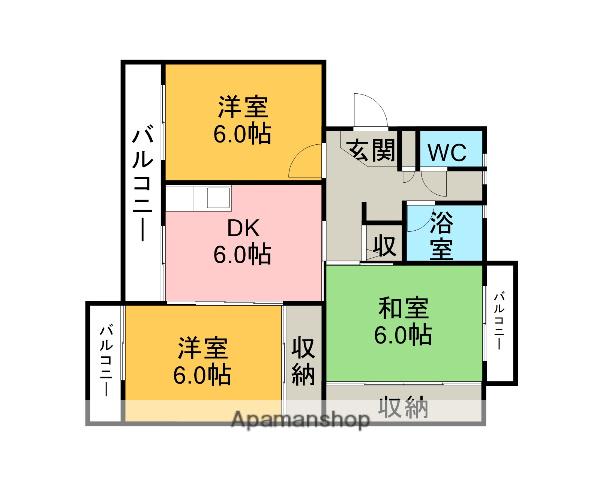 センターハイツ藤岡(3DK/3階)の間取り写真