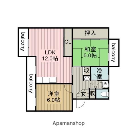 センターハイツ藤岡(2LDK/2階)の間取り写真