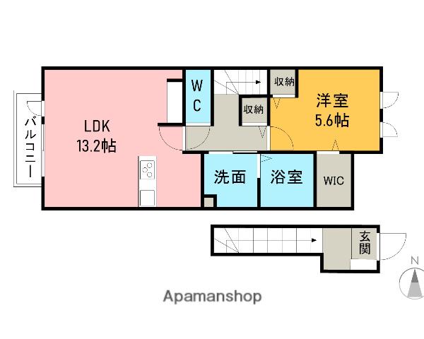 ぱすてろ(1LDK/2階)の間取り写真