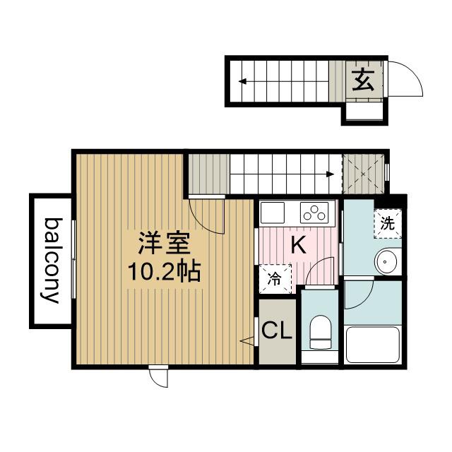 プランドール柚(1K/2階)の間取り写真